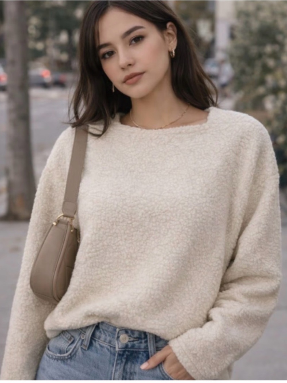 ZARA Cream Bouclé Sweater size small
